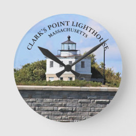 Clarks Point Lighthouse Massachusetts Wall Clock Rund Klocka