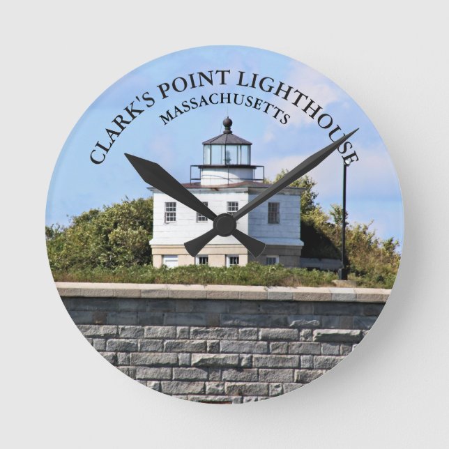 Clarks Point Lighthouse Massachusetts Wall Clock Rund Klocka (Framsida)