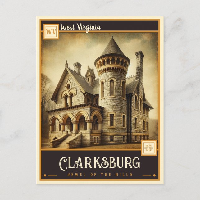 Clarksburg, West Virginia | Vintage Vykort (Framsida)