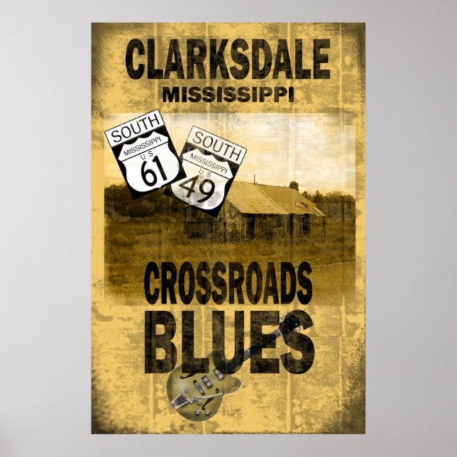 Clarksdale Mississippi Blues Poster (Framsidan)