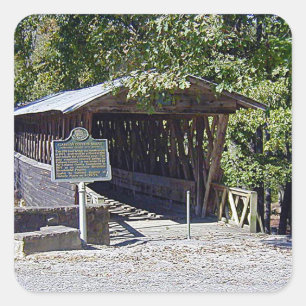 Clarkson Covered Bridge Alabama Fyrkantigt Klistermärke