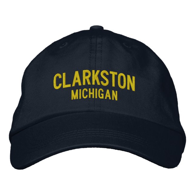 Clarkston Michigan Embroized Baseball Hat Broderad Keps (Framsida)