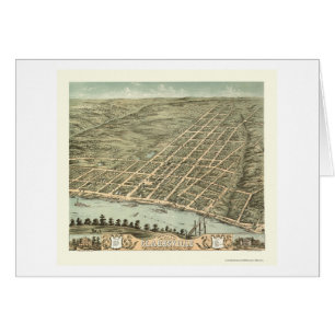 Clarksville panorama- karta för TN - 1870 Hälsningskort