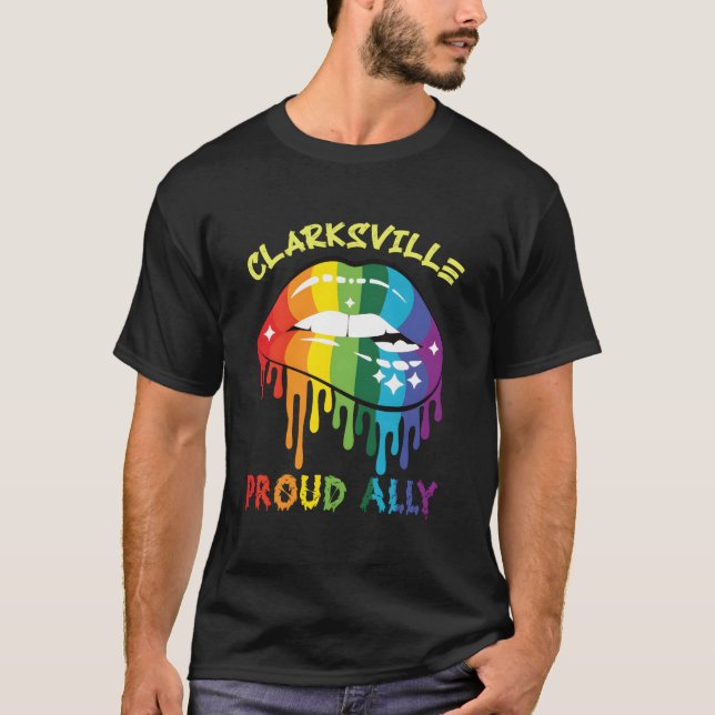 Clarksville Proud Ally Lgbtq Pride Us T Shirt (Framsida)