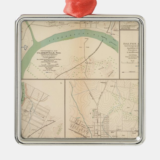 Clarksville Tenn, Dalton, Ga Julgransprydnad Metall (Framsidan)