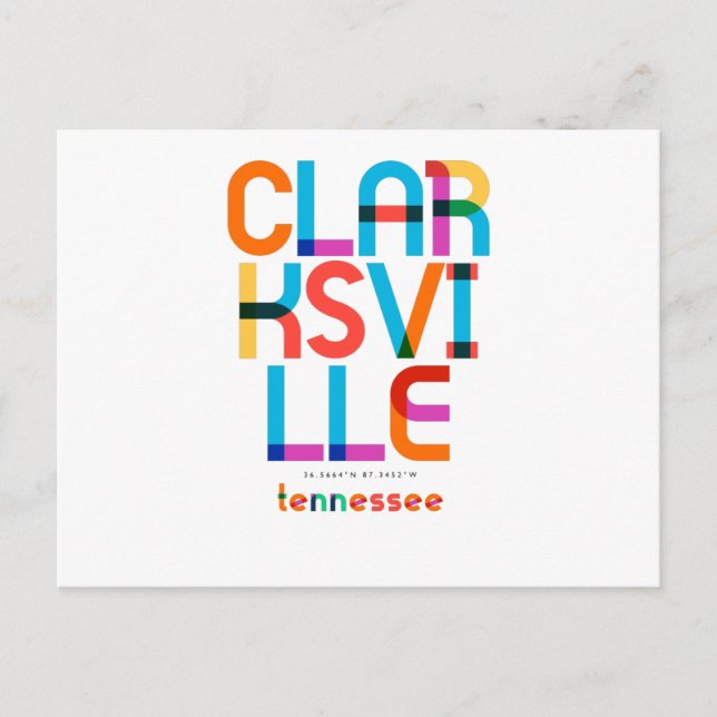 Clarksville Tennessee Mid Century, Pop Art Vykort (Framsida)