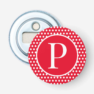 Clasdic Retro Red initial brev Polka Dot Flasköppnare