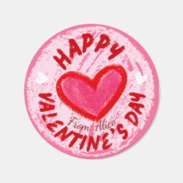  Clásica de San Valentín trazos tiza Runt Klistermärke