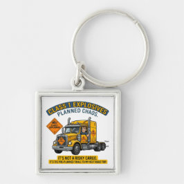 Class 1 Explosives Trucker Gift | Funny ADR Hazard Fyrkantig Silverfärgad Nyckelring