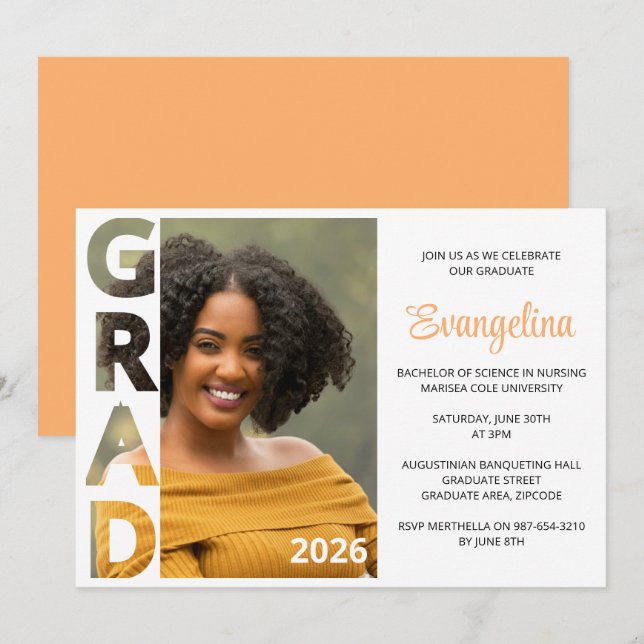 Class 2026 BSN Nursing Graduate Party Invitation (Fram/baksida)