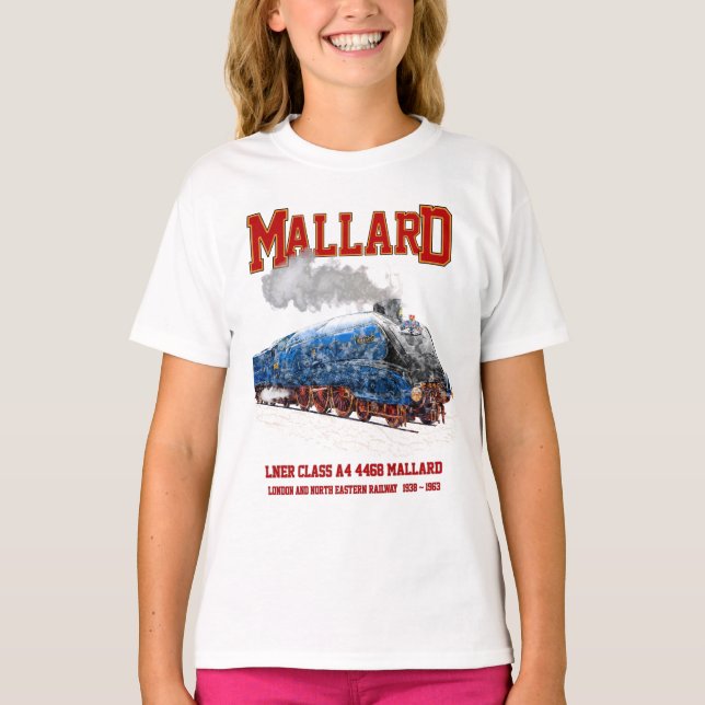 Class A4 Mallard - World Fastest Steam Locomotive T Shirt (Framsida)