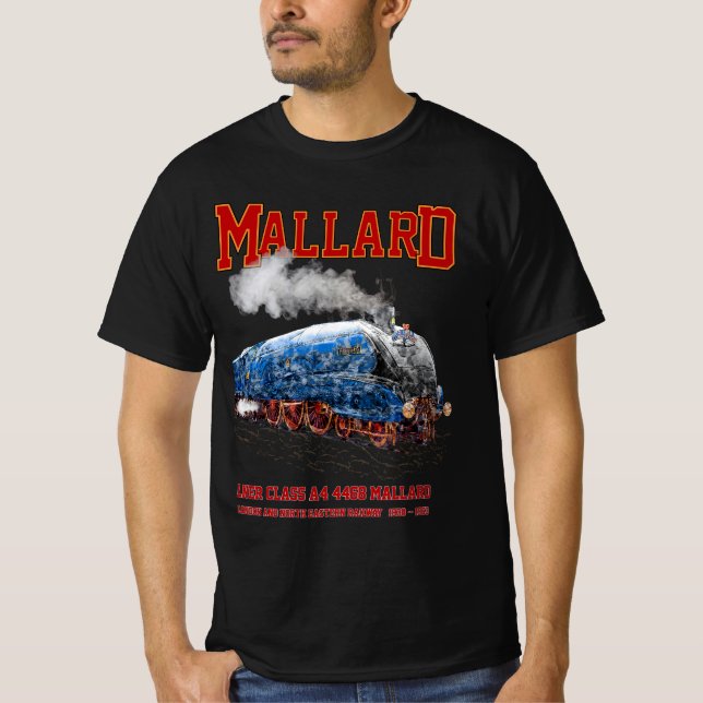 Class A4 Mallard - World Fastest Steam Locomotive T Shirt (Framsida)