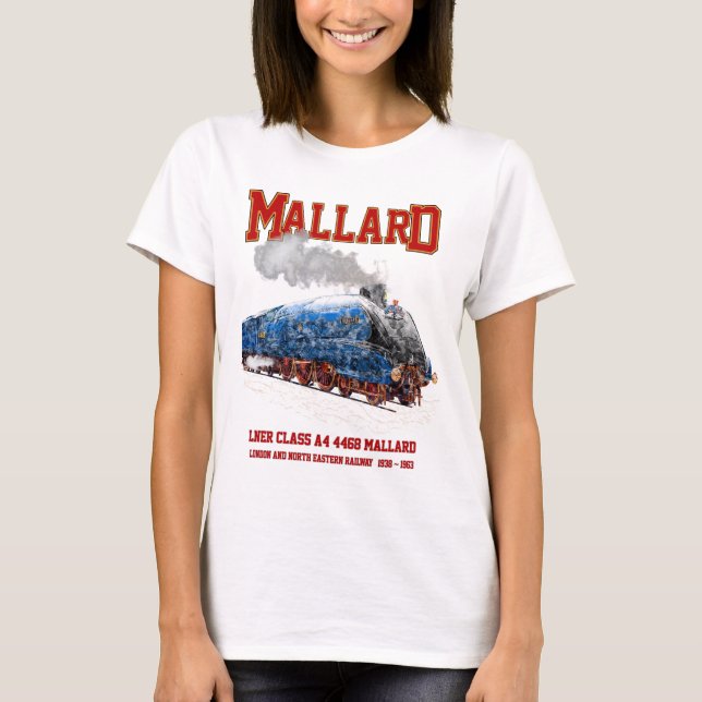 Class A4 Mallard - World Fastest Steam Locomotive T Shirt (Framsida)