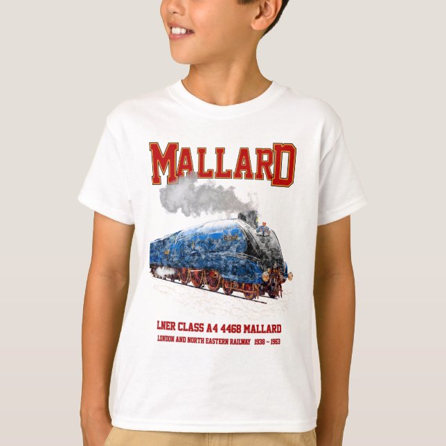 Class A4 Mallard - World Fastest Steam Locomotive T Shirt (Framsida)