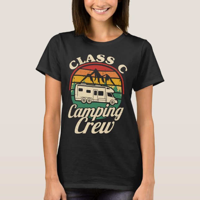 Class C Camping Crew RV Camper Men Women Matching  T Shirt (Framsida)