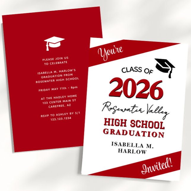 Class Colors Red YY Graduation Invitation Inbjudningar (Skapare uppladdad)