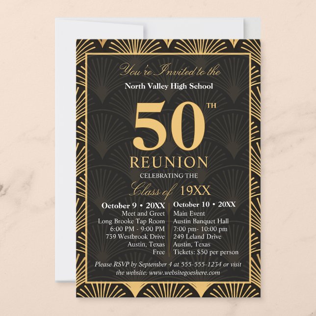 Class of 1976 50th Reunion Invitation Art Deco Inbjudningar (Skapare uppladdad)