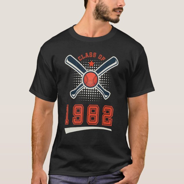 Class of 1982 School Graduation Baseball Player Sp T Shirt (Framsida)