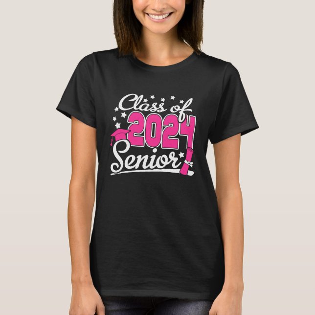 Class Of 2024 Senior 24 Girls Women Funny Graduati T Shirt (Framsida)