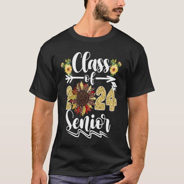 Class Of 2024 Senior 24 Graduate Sunflower Graduat T Shirt (Framsida)