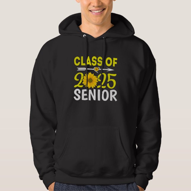 Class Of 2025 Senior 25 Graduation Sunflower Girls Hoodie (Framsida)