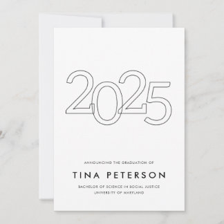 Class of 2025 Simple Graduation Announcement Inbjudningar