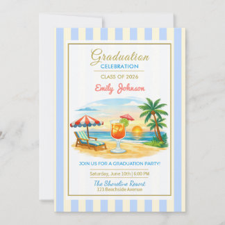 Class of 2026 Beach Graduation Summer Party Invite Inbjudningar
