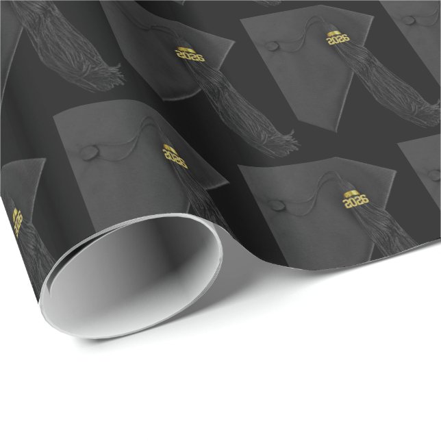Class of 2026 Black Tassel Dignified Graduation Presentpapper (Rullad Hörn)