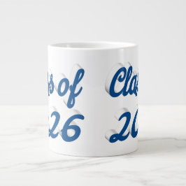 Class of 2026 blue script graduation jumbo mugg