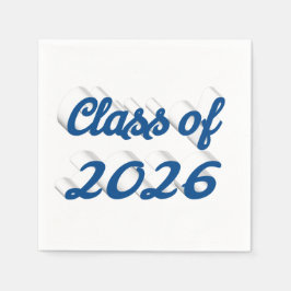 Class of 2026 blue script graduation pappersservett