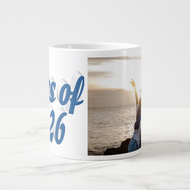 Class of 2026 blue text graduation photo jumbo mugg (Framsidan)