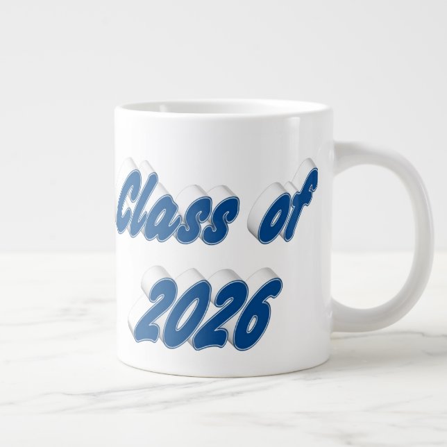 Class of 2026 blue typography graduation jumbo mugg (Höger)