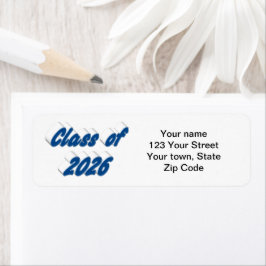 Class of 2026 blue typography  graduation returadress etikett