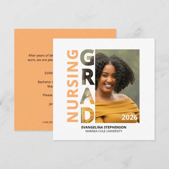 Class of 2026 BSN Nursing Graduate Announcement (Fram/baksida)