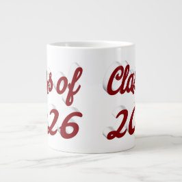 Class of 2026 burgundy script graduation jumbo mugg