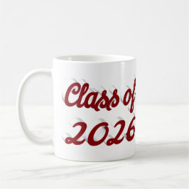 Class of 2026 burgundy script graduation  kaffemugg