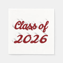 Class of 2026 burgundy script graduation pappersservett