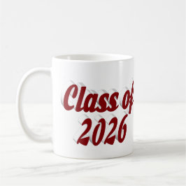 Class of 2026 burgundy text graduation kaffemugg