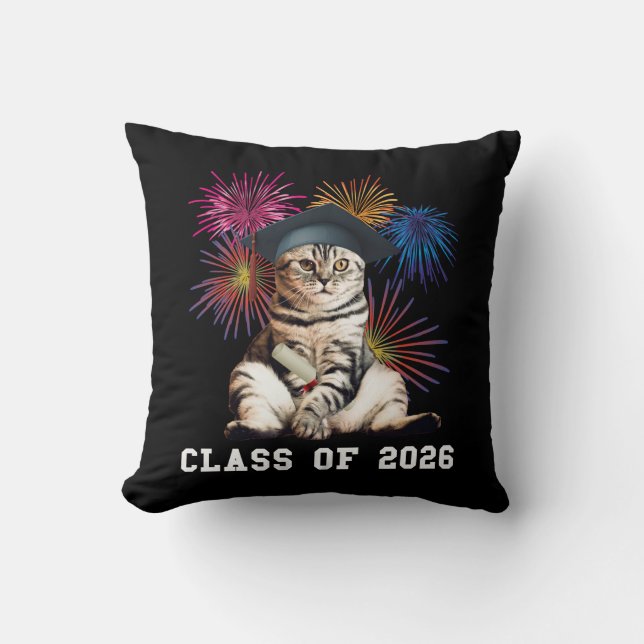 Class Of 2026 Cat Lover Kudde (Framsida)