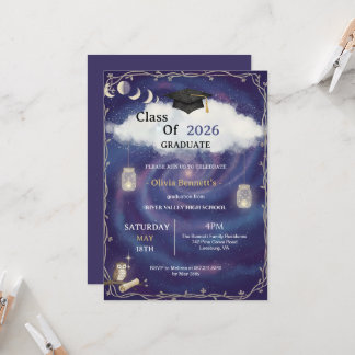 Class of 2026 Die Cut Graduation Invitation Custom Inbjudningar