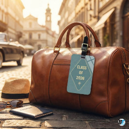 Class of 2026 Elegant Blue & Gold Star Graduation Bagagebricka