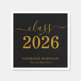 Class of 2026 Gold Black Graduation Pappersservett