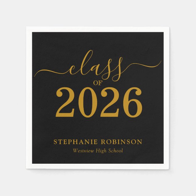 Class of 2026 Gold  Black Graduation  Pappersservett (Framsidan)