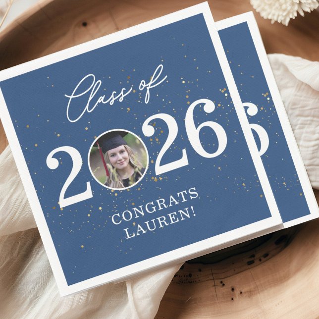 Class of 2026 Gold Glitter Graduation Napkin Pappersservett (Skapare uppladdad)