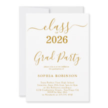 Class of 2026 Gold Script Modern Graduation Party