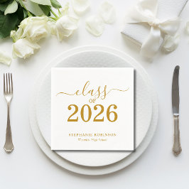 Class of 2026 Gold Script Typography Graduation  Pappersservett