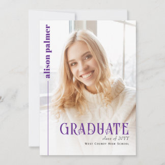 Class of 2026 GRADUATE minimalist purple photo Meddelande
