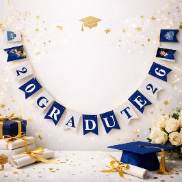 Class of 2026 Graduation Banner in Blue and White  Vimplar