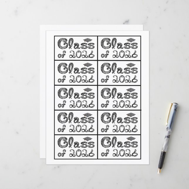 Class of 2026 Graduation Black Tag Captions Paper (Fram/Back In Situ)