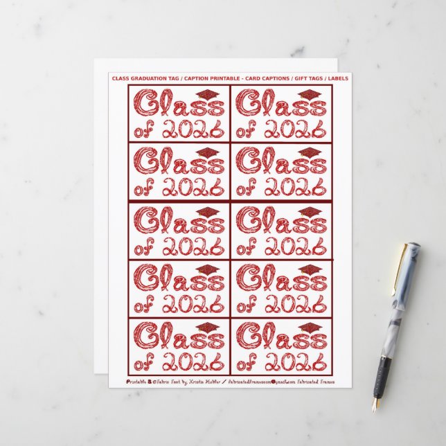 Class of 2026 Graduation Crimson Red Tag Captions (Fram/Back In Situ)